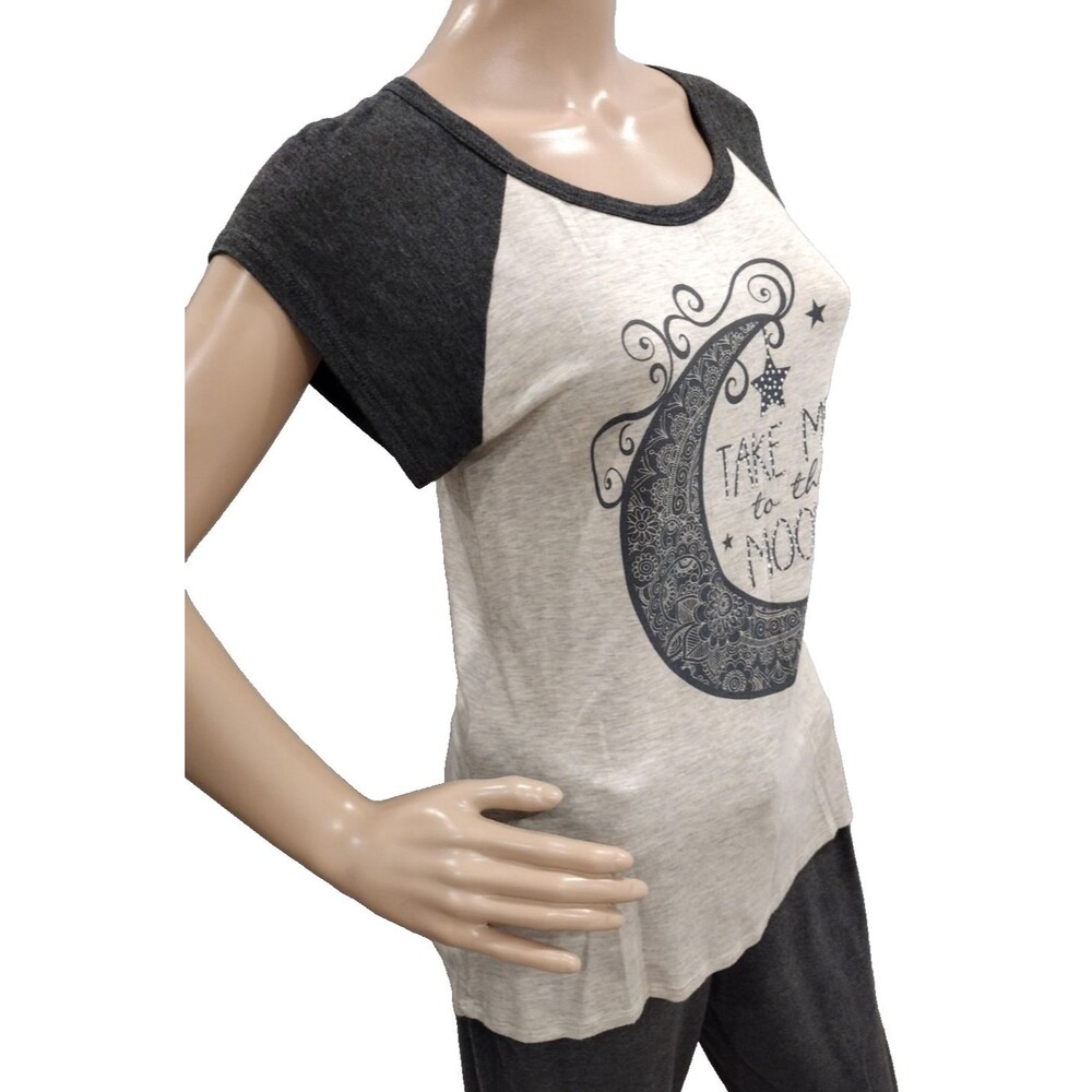 French Pastry Women's Medium Beige Rhinestone 'Take Me To The Moon' Shirt Top - Picture 4 of 6
